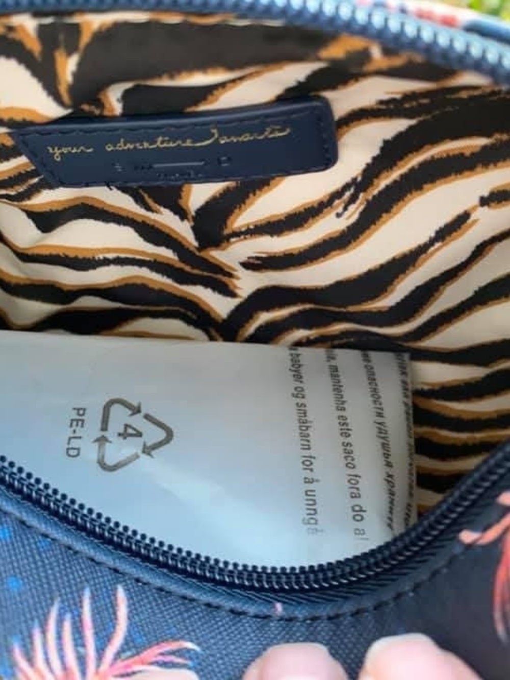 Stella & Dot Pouf Tiger Print Floral Cosmetic Pouch - Picture 2 of 5